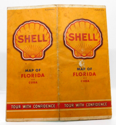 Map Shell Florida and Cuba GM Housha No Interstate Roads Before 1956 Radio Log