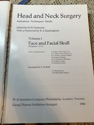 Head and Neck Surgery Face and Facial Skull Chapters 1-7 1980 ISBN 0-7216-6663-9 - Picture 2 of 20