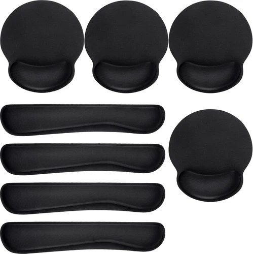Yunsailing 8 Pcs Ergonomic Mouse Pad and Keyboard with Wrist Support Set Soft Sm