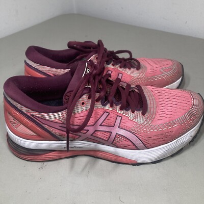 Asics Womens Gel Nimbus 21 1012A156 Pink Running Shoes Sneakers Size 7.5