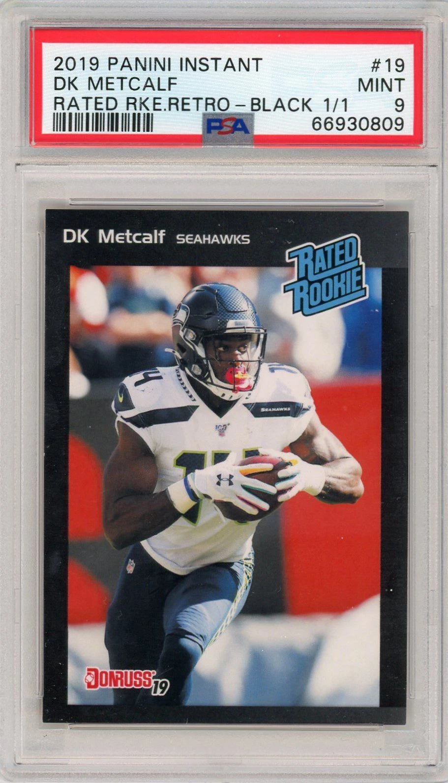DK Metcalf Panini Instant Rated Rookie Retro #19 Black 1/1