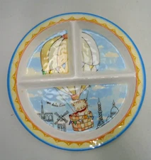 Baby Cie Divided Plate Cat kitten Air  Ballon PARIS French Melamine 2002 VTG