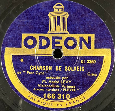 André Lévy: Chanson de solutionig / Mon coeur soupir (Violine) 78 U/min ODÉON 166.310