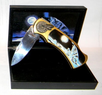 Decorative Wolf  8 '' Lock Blade Stainless Knife w/Box - Preowned - Excel Cond