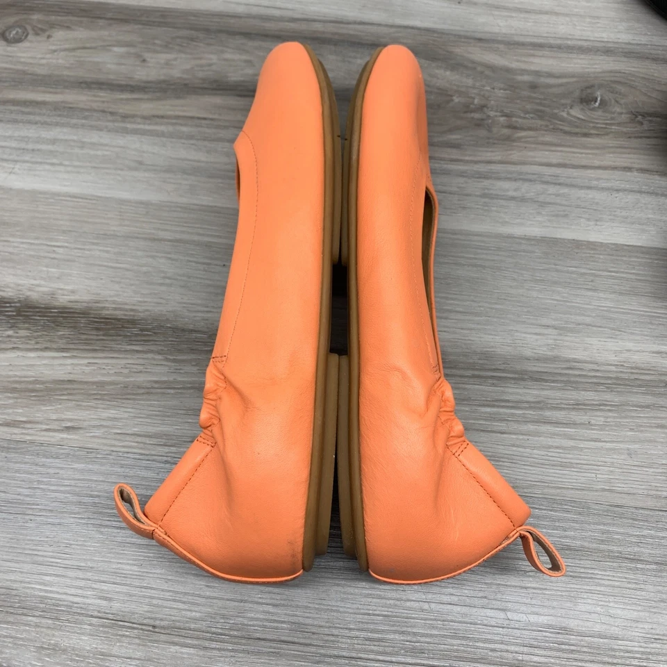 Fitflop Ballet Flats Womens 10 Orange Pink Leather Allegro Slip On Comfort Shoes - Image 2 of 4
