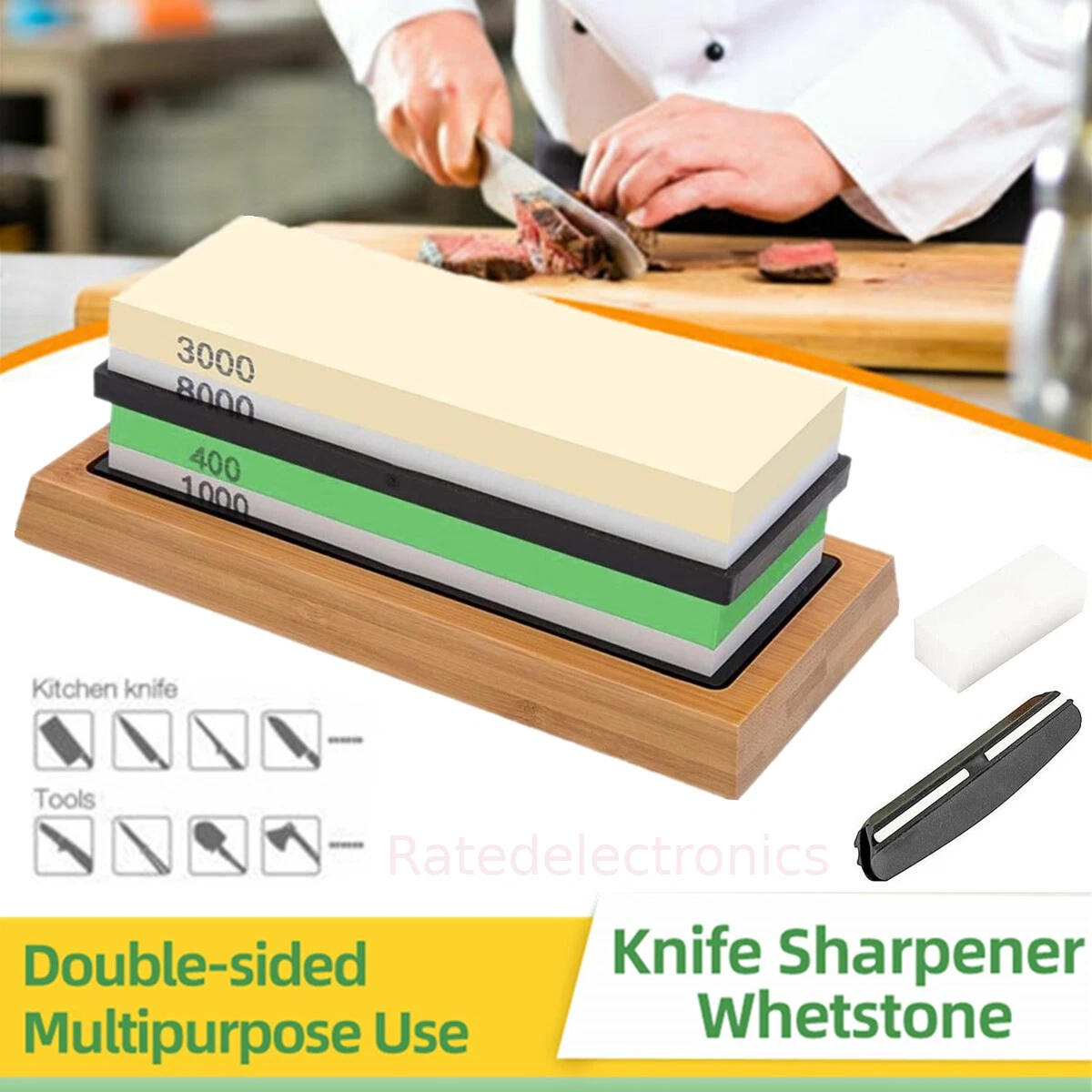Knife Sharpening Stone Set Professional Whetstone 4 Side Grit 400/1000 3000/8000
Opens in a new wind