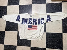 VINTAGE America All Over Spellout Sweatshirt  Decotex USA Sz L