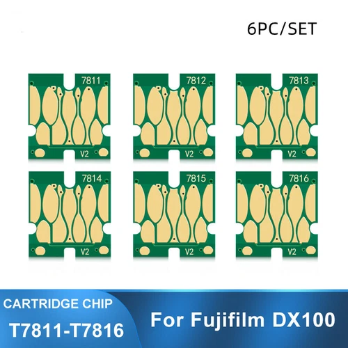 New Upgrade T7811-T7816 Ink Cartridge Chip For Fujifilm DX100 Printer 2set/lot