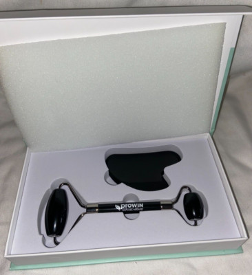 prowin Beauty Massage Face Roller 'n' Stone aus schwarzem Obsidian, neu + OVP