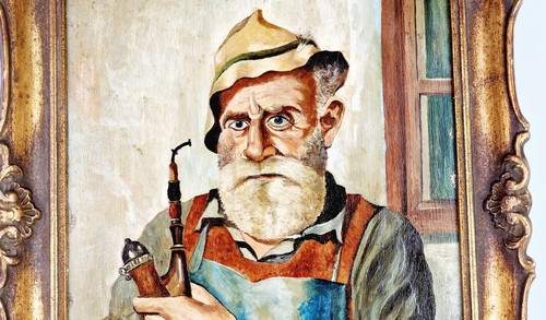 Ritratto Uomo Con Fischietto Autografato K.Vinscheidt Legno Telaio A 1919 R1128 - Imagen 11 de 12