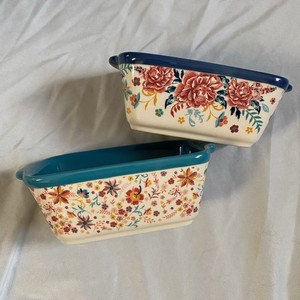 The Pioneer Woman Keepsake Floral Print Mini Loaf Pans Ceramic Set Of 2