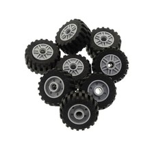 8x Lego Wheel 30.4x14 Black Rim 18x14 New - Light Grey 30391 55981c02