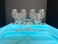 7 Javit Crystal Picket Wine Glasses 5.25"