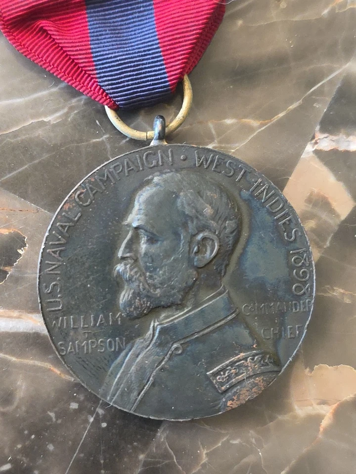 桑普森奖章 西印度群岛海军战役奖章,1901 年真实物品 查看商店 WW1-WW2 — 第 2/4 张图片