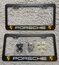 Por-sche Matte Black License Frames Car Aluminum Plate Frame Holder Front & Rear