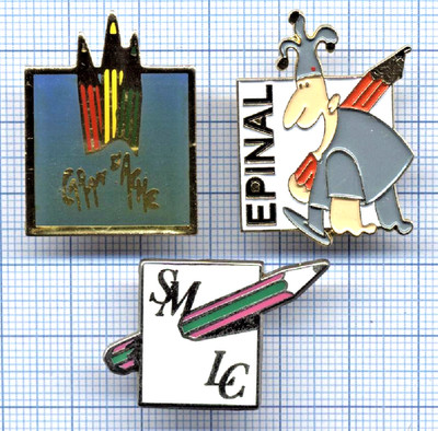 Konvolut 3 Vintage Pins Bleistifte CARAN D'ACHE Farbe SM LC Bildgebung Zeichnung EPINAL