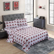 Tampa Bay Buccaneers Queen Size Sheet Set 1 Flat Sheet, 1 Fitted, 2 Pillowcases