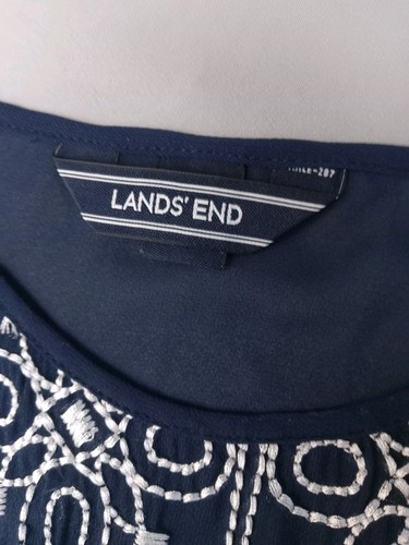 Lands End Womens Sz 2xl Navy Embroidered Swim Cover Up Dress Sheer - Picture 4 of 10