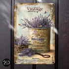 2D Flat, Tin Metal Signs 8x12 Vintage French Country Metal Wall Decor - Lavender