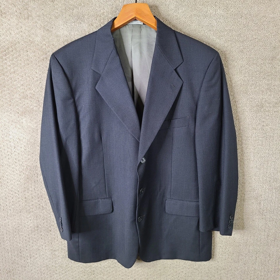 Uomo Ungaro Suit Mens 40S Blue Nailhead Wool 2 Piece Set 3 Button Pleated 32x28 - Image 2 of 4