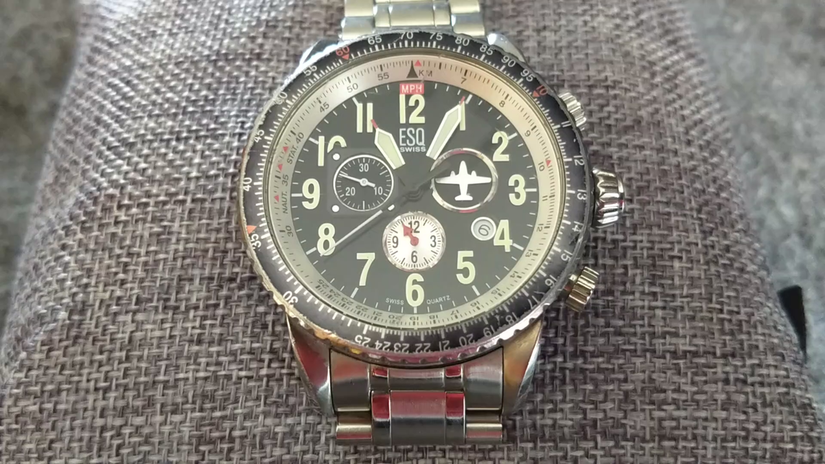 ESQ Watch Movado Pilot ES 021145482 Stainless Swiss Quartz