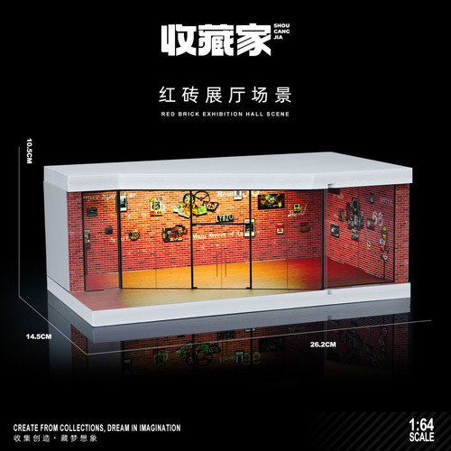 Diorama 1/64 Auto Garage Scena Modello Luce LED Display Box Assemblaggio Ornamento Giocattoli - Foto 22 di 24