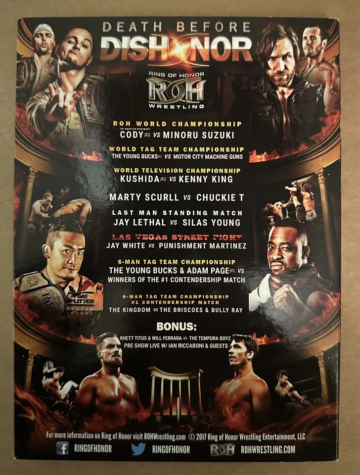 ROH Death Before Dishonor 2017 DVD Wrestling Cody Rhodes Suzuki NJPW AEW WWE PWG - Image 2 of 3