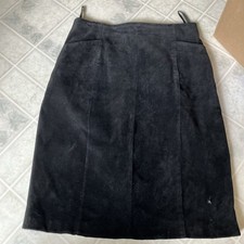 Vtg Wilsons Leather Skirt sz 8 Black Suede Pencil Lined grunge Goth 90's Y2K