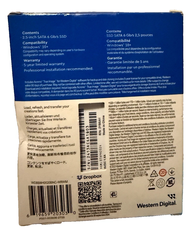 Western Digital Blue SA510 2TB, Internal, 2.5 in (WDS200T3B0A) SSD. NIB - Image 2 of 3