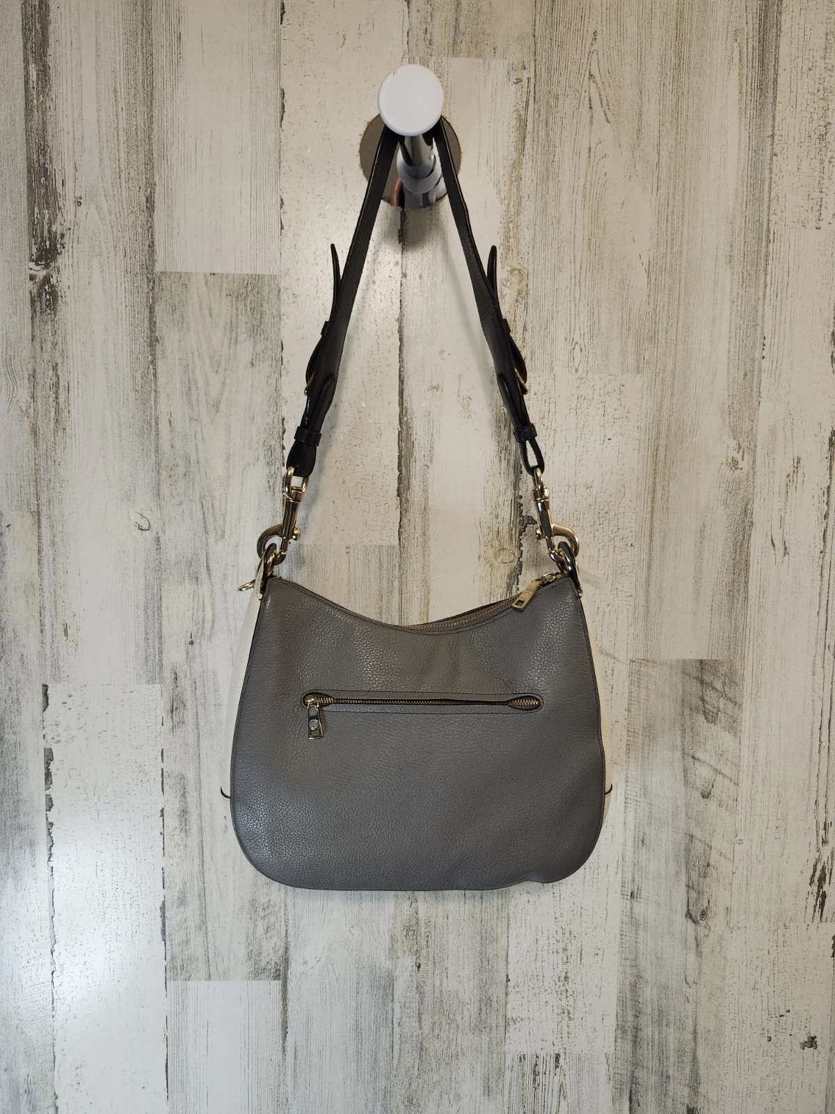Borsa a tracolla Coach F76697 Jes Colorblock Hobo Heather grigio bianco pelle ciottolata
