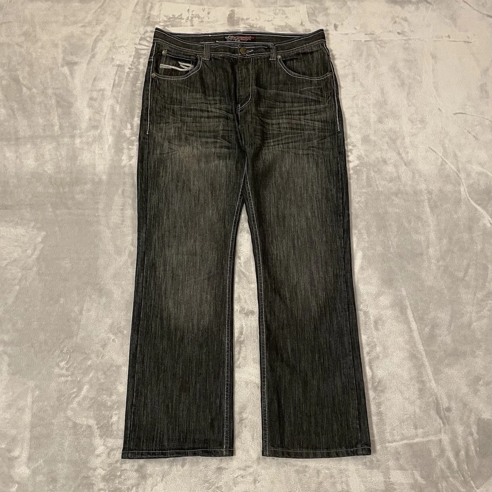 Pantalones de mezclilla negros lavados vintage Y2K Jinzu para hombre talla 36x32 skater Foto 2 de 4
