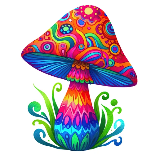 Psychedelic Magic Mushroom Groovy Trippy Self Adhesive Vinyl Sticker