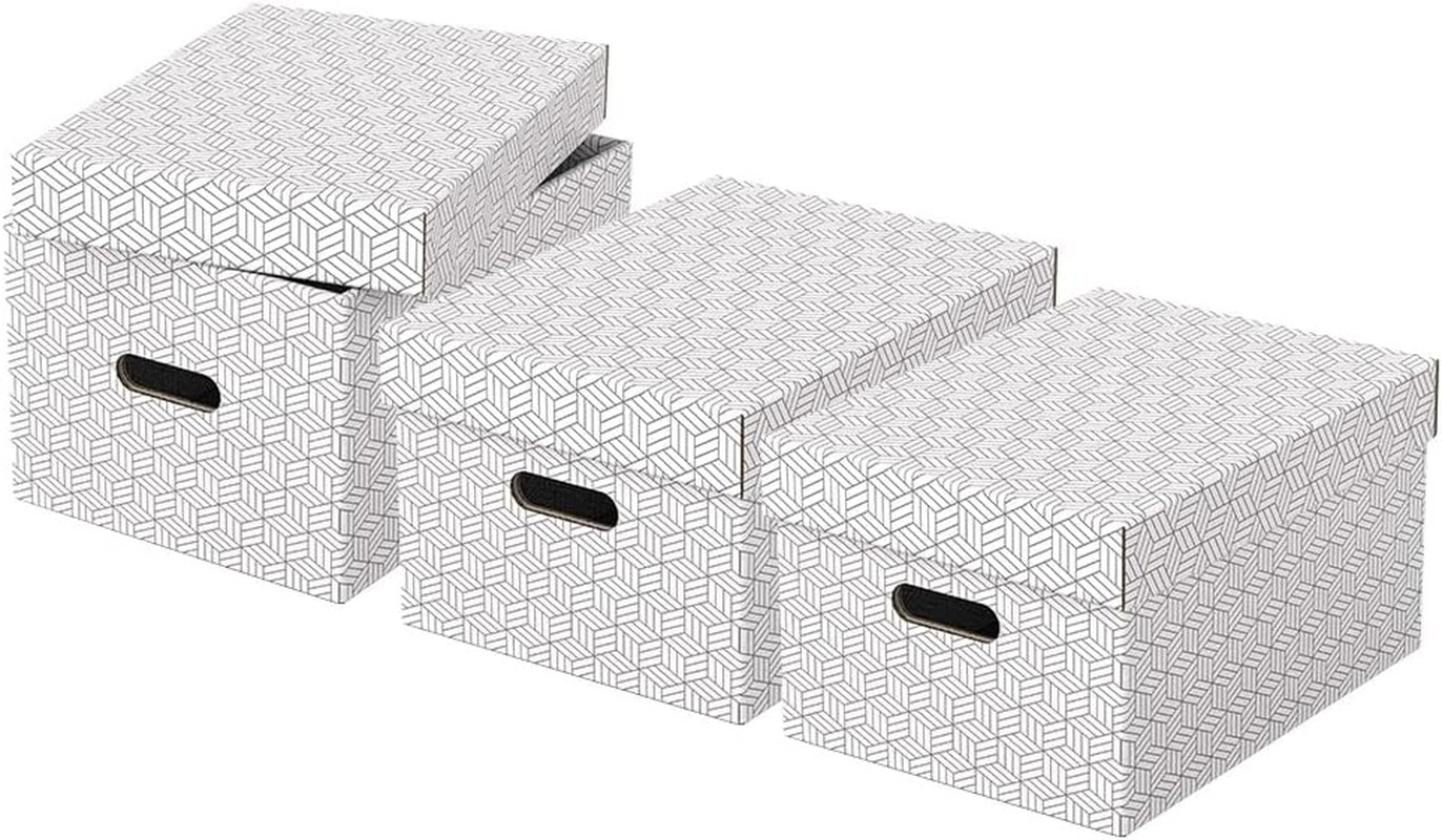 Set Di 3 Contenitori Medi Con Coperchio in Cartone Riciclato E Riciclabile Al 10