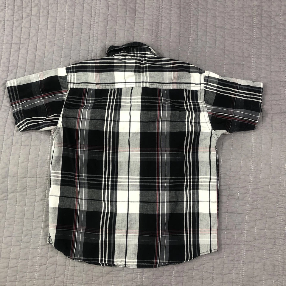 Y2K FUBU Shirt Boys 7 Youth Plaid Short Sleeve Button Up Pockets Casual Logo - Image 2 of 4