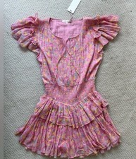 NWT LoveShackFancy Audette CottonRuffled Mini Dress size L