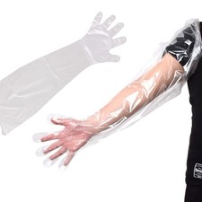 50Pcs Disposable Plastic Veterinary Insemination Rectal Long Arm Gloves for F...