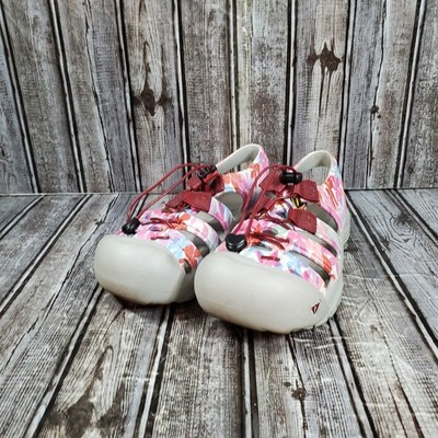 KEEN Youth Sunport Waterproof Sandals Bungee Slip On Pink Floral Girls Size 4