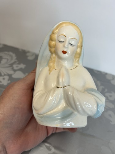 Mid Century Virgin Mary Head vase/planter. Glazed Ceramic Beautiful Piece! - 第 2/13 張圖片