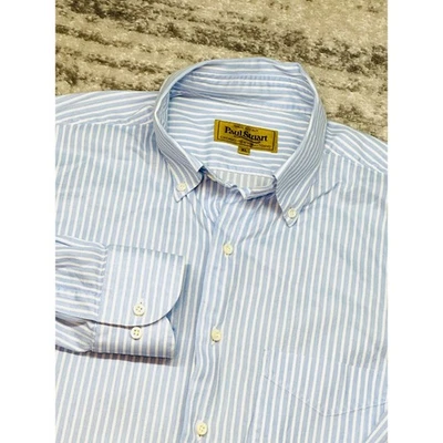 Paul Stuart Shirt Mens XL Blue White Striped Cotton Button Down Made in Italy - Image 1 of 4