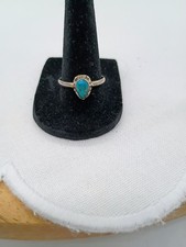 Sterling Silver 925 marked Ring with Turquoise Teardrop Shaped Stone. Size 9.5