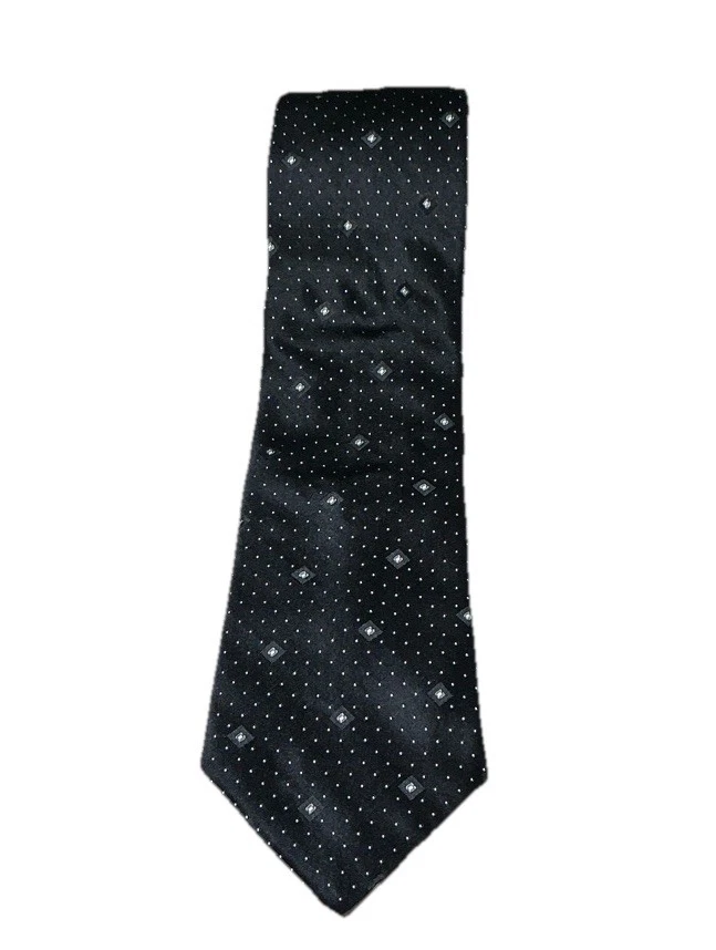 Corbata DKNY 100 % seda negra micropunto foulard 58′′ × 3,5′′ hecha en EE. UU. Foto 2 de 4