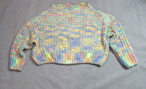 Fantastic Fawn Sweater Womens Large Rainbow Knit Preppy Hipster Oversized Cozy