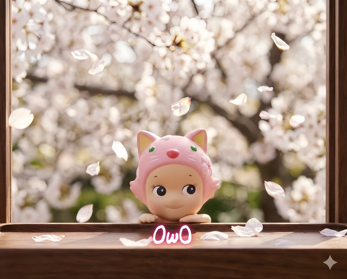 Sonny Angel HIPPERS Cherry Blossom Cat Figure Phone Charm Kawaii