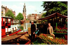 Postcard Netherlands Amsterdam - Floating flower-market of the Singel