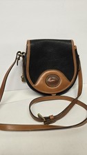 Vintage Dooney Bourke All Weather Leather Small Equestrian Bag Navy Tan NWOT