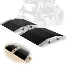 VNN 11.8"Wx1.6"H Wheelchair Ramp 2PC Bridge Door Threshold Ramps Black Aluminum