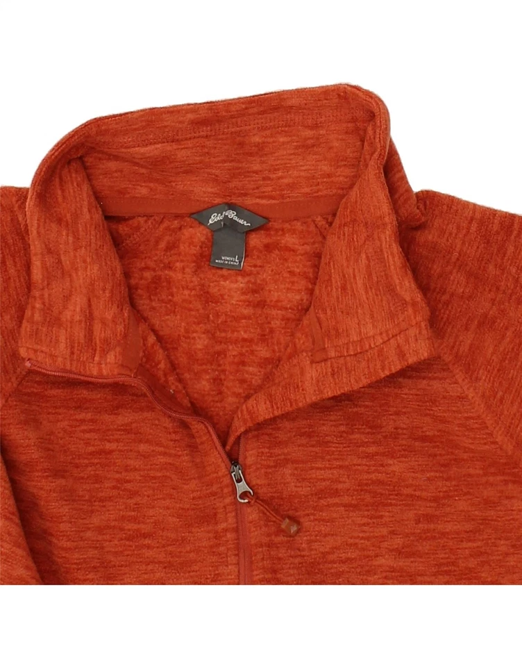 Jersey polar EDDIE BAUER para mujer con cremallera cuello Reino Unido 16 grande naranja a rayas YD03 Foto 3 de 3