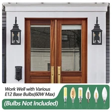 Classic Black Metal Outdoor Wall Lights with Frosted Glass Panels - 2-Pack for