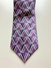 Arrow Geometric Purple Gray Silver Formal Dress Made in USA Silk Mens Tie
