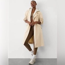 Athleta Luna Lightweight Trench Coat Dune Beige Size L Minimal Utility Chic